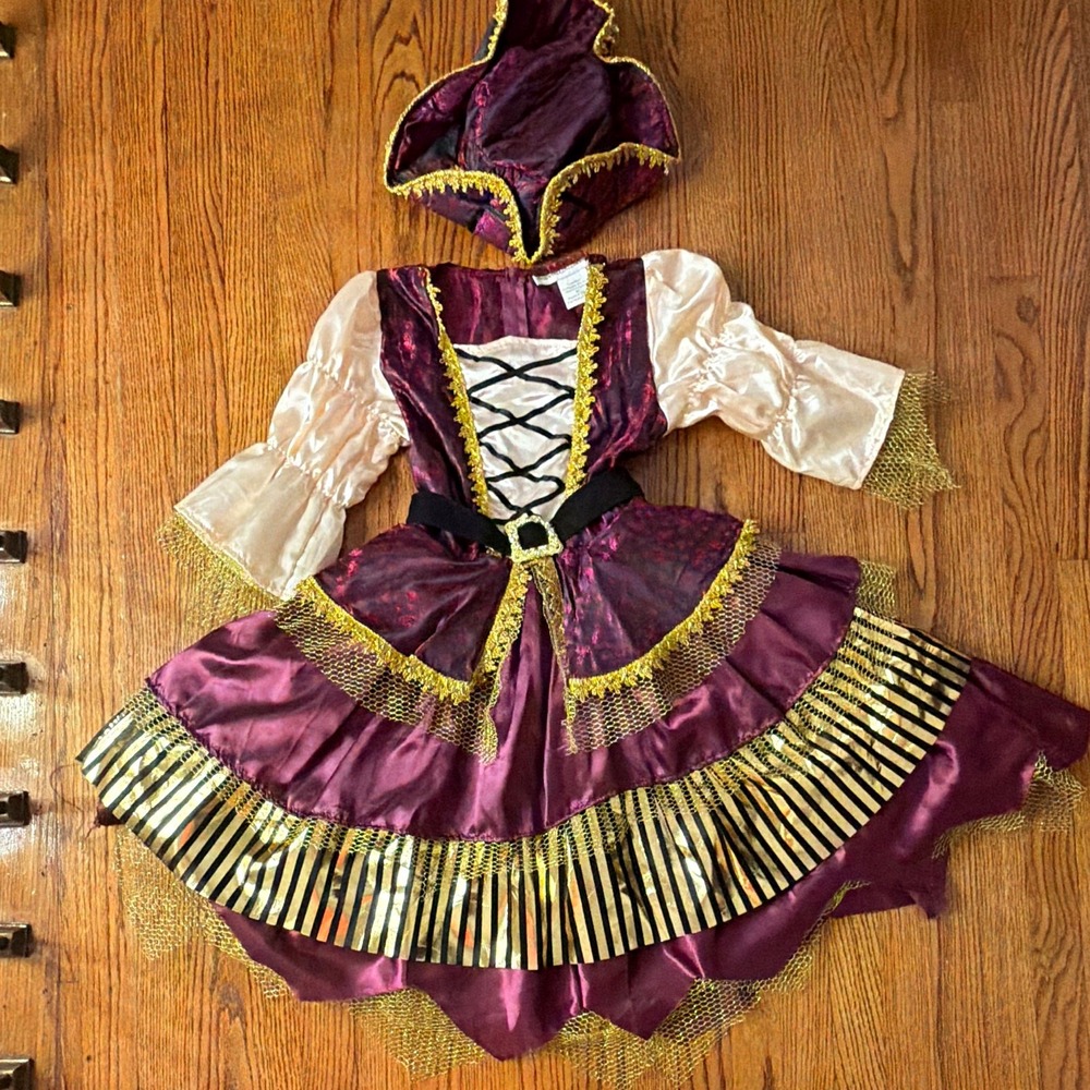 halloweencostumes.com Girls Pirate Costume Dress Belted Zip Closure XL Purple